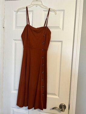 Lyrur Orange Brown Button Up Dress